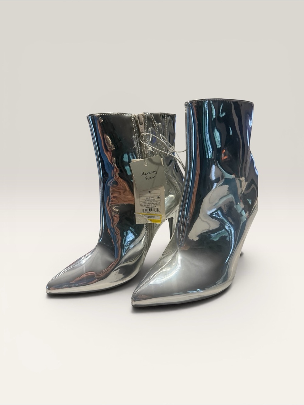 Universal Thread Silver Metallic Pointed-Toe Ankle Boots - Picture 2 of 3